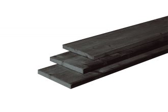 Douglas planken fijn bezaagd 25x250mm Zwart gespoten, lengte 400cm
