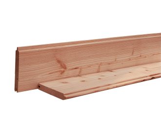 Douglas blokhutprofielen 28x135mm (1 zijde gesch/1 zijde fijn bez) blank Lengte 500cm