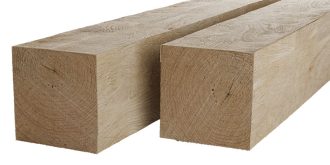 Eiken palen 200x200mm fijn bezaagd, lengte 500cm