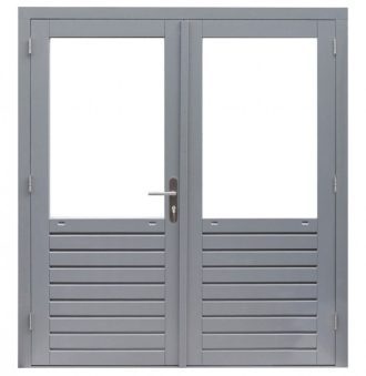 Hardhouten dubbele deur prestige half glas