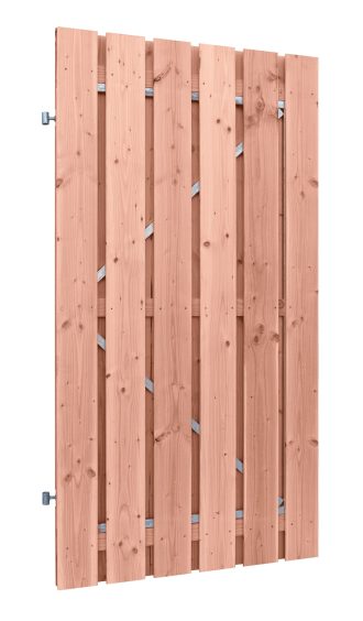 Poortdeur Douglas blank (gesch) 16x140mm, op verstelbaar stalen frame 120x195mm