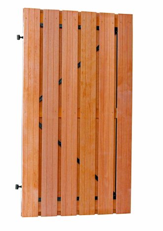 Hardhouten plankendeur recht op zwart stalen frame 100x180