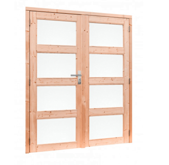 Douglas dubbele 4-ruits deur met melkglas, blank