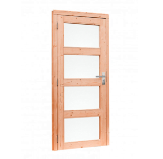 Douglas enkele 4-ruits deur met melkglas, blank (linksdraaiend)