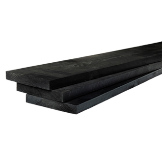 Steigerdelen zwart gespoten 29x190mm fijn bezaagd, lengte 500cm OP=OP